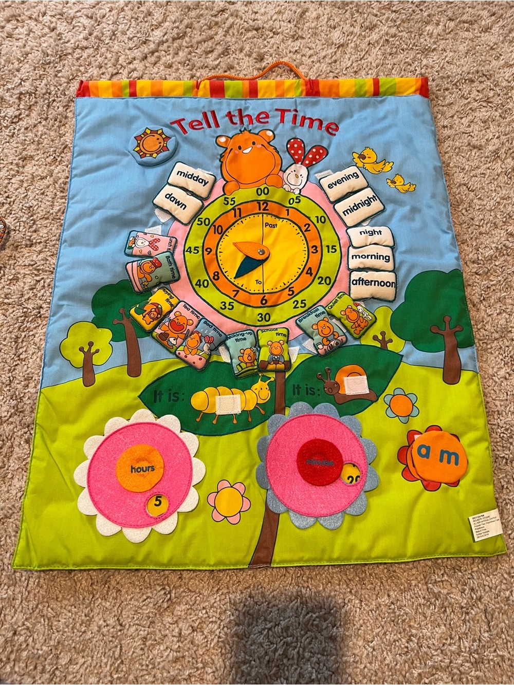 Kids Tell the Time Learning Play Mat - Blue & Green
